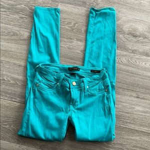 Teal velvet color pants